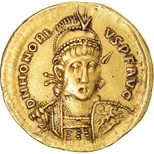 Coin, Honorius, Solidus, 408-420, Constantinople, AU(50-53), Gold, RIC:X-201