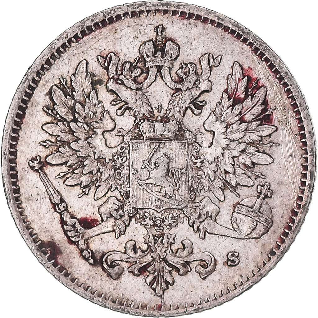 Moneda, Finlandia, Nicholas II, 25 Penniä, 1915, Helsinki, EBC, Plata, KM:6.2