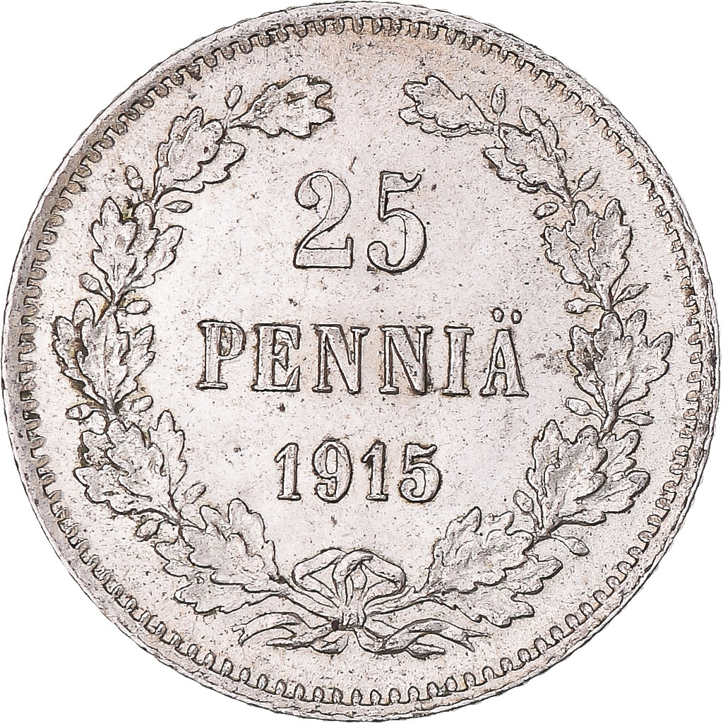 Coin, Finland, Nicholas II, 25 Penniä, 1915, Helsinki, AU(55-58), Silver