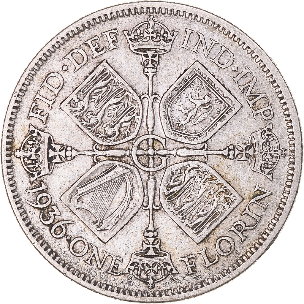 Moneta, Wielka Brytania, George V, Florin, Two Shillings, 1936, AU(50-53)