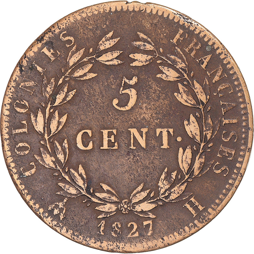 Münze, Martinique and Guadeloupe, Charles X, 5 Centimes, 1827, La Rochelle, SS