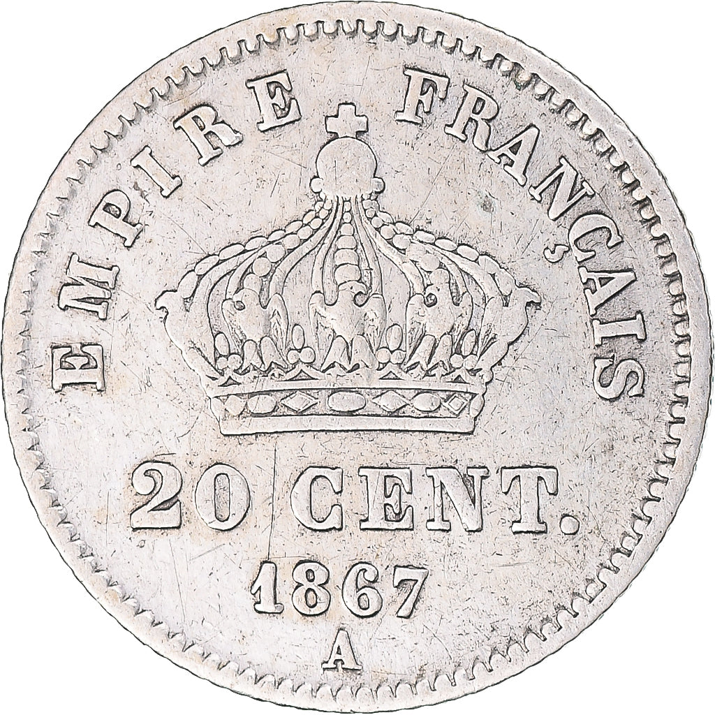 Monnaie, France, Napoleon III, 20 Centimes, 1867, Paris, TB+, Argent