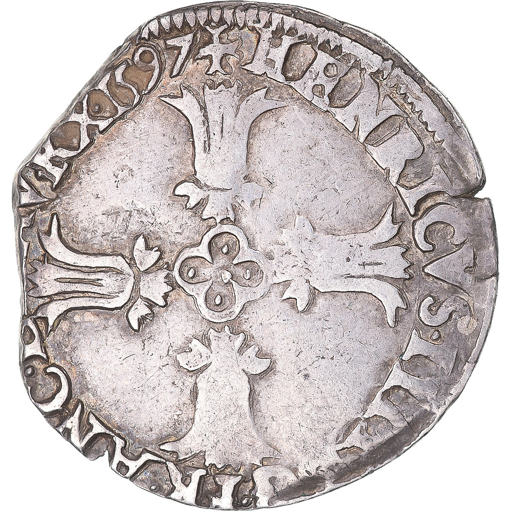 Münze, Frankreich, Henri IV, 1/8 Ecu, 1597, Bayonne, 3rd type, S+, Silber