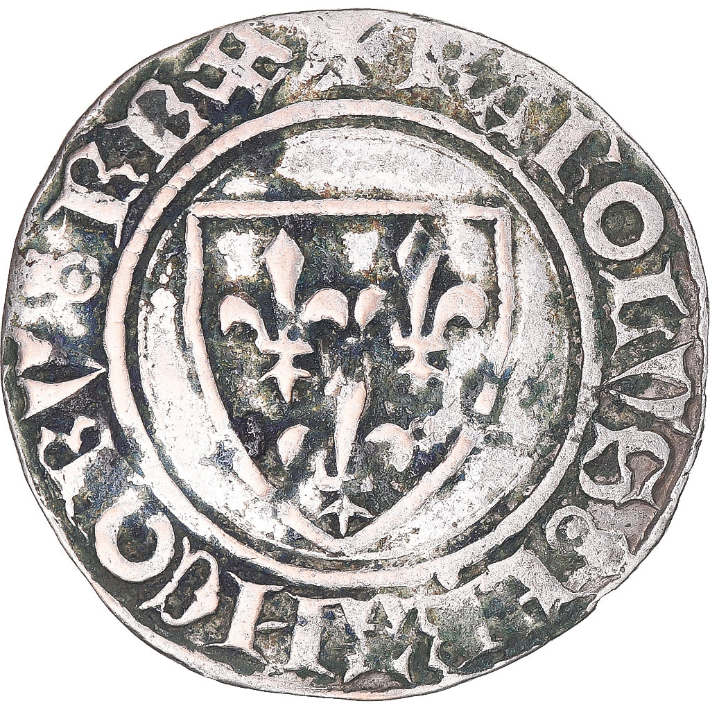 Coin, France, Charles VI, Blanc Guénar, 1380-1422, La Rochelle, VF(30-35)