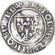 Coin, France, Charles VI, Blanc Guénar, 1380-1422, La Rochelle, VF(30-35)