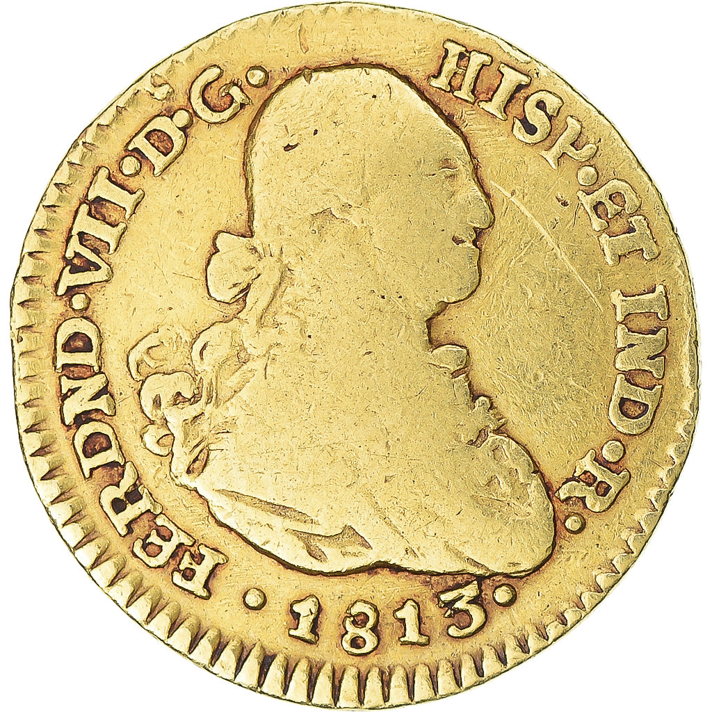 Munten, Colombia, Ferdinand VII, 1 Escudo, 1813, Bogota, FR+, Goud, KM:64.1