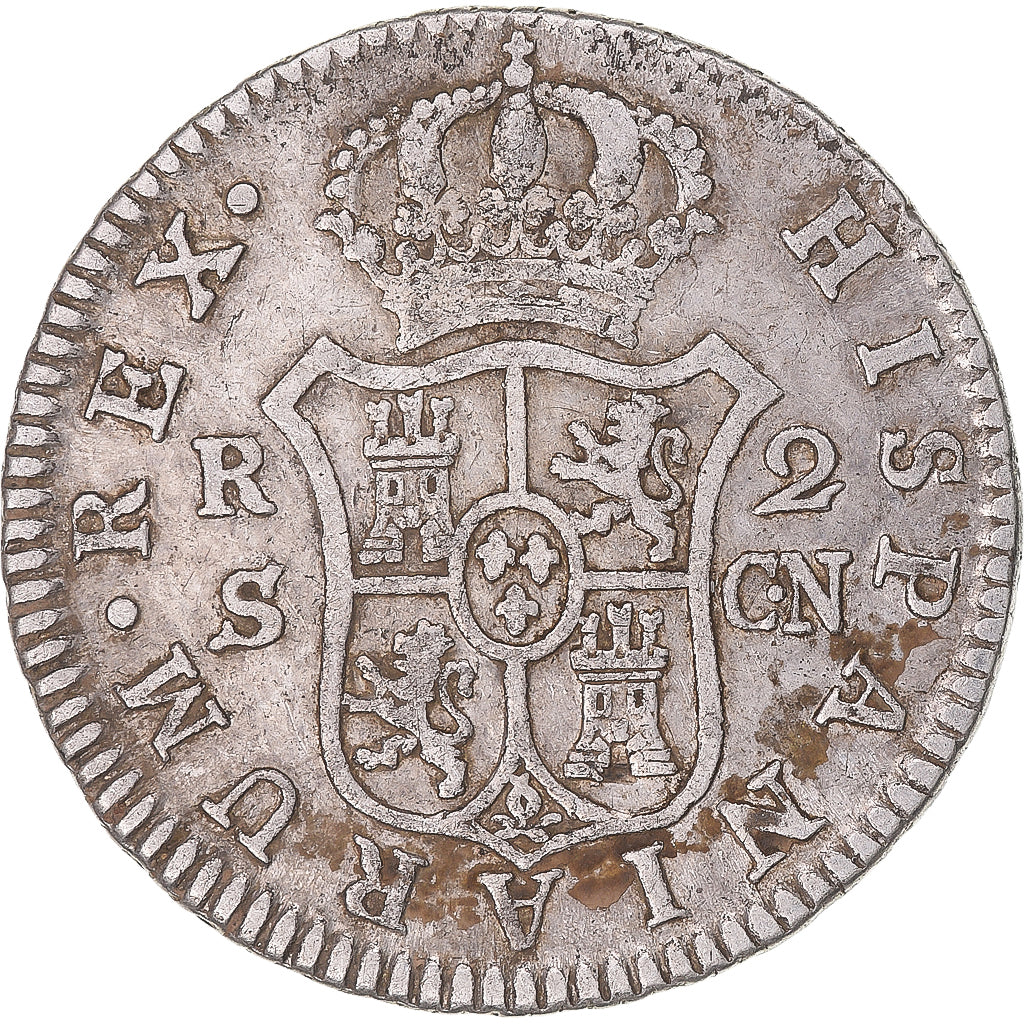 Coin, Spain, Charles IV, 2 Reales, 1808, Seville, VF(30-35), Silver, KM:430.2