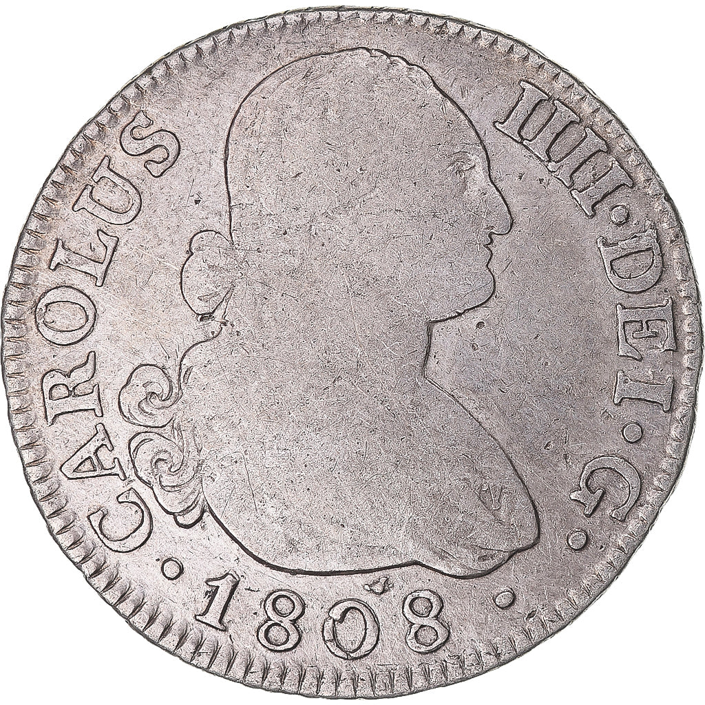Coin, Spain, Charles IV, 2 Reales, 1808, Madrid, VF(30-35), Silver, KM:430.1