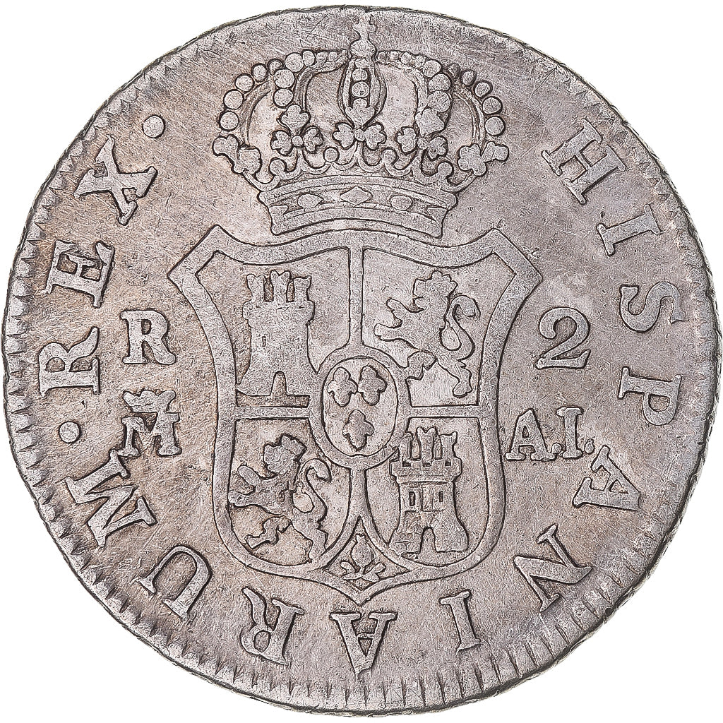 Coin, Spain, Charles IV, 2 Reales, 1808, Madrid, VF(30-35), Silver, KM:430.1