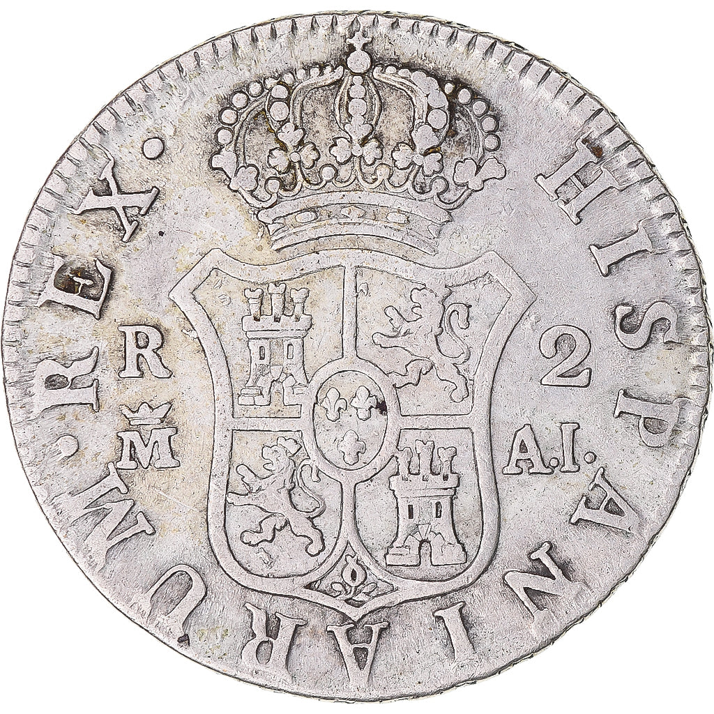 Moneta, Spagna, Charles IV, 2 Reales, 1808, Madrid, MB+, Argento, KM:430.1
