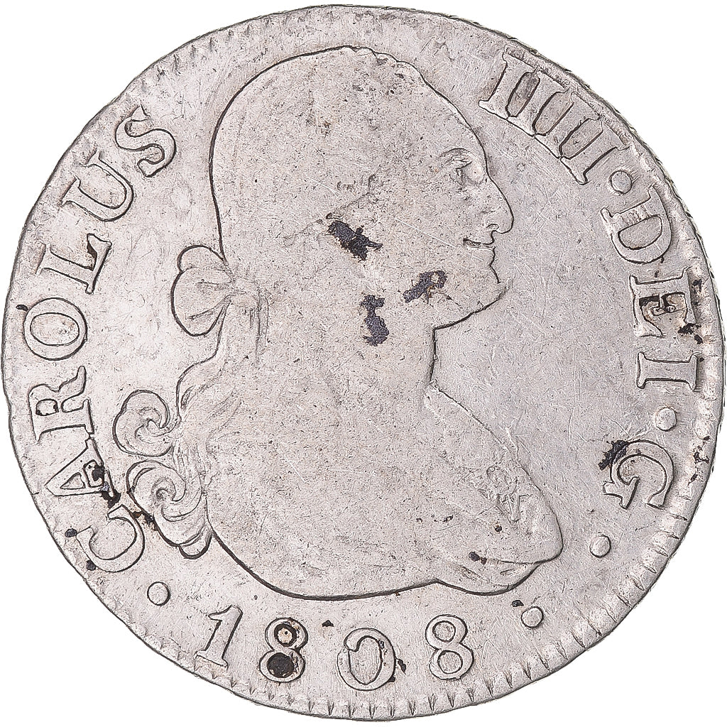 Coin, Spain, Charles IV, 2 Reales, 1808, Madrid, VF(30-35), Silver, KM:430.1