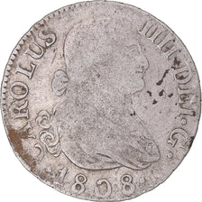Coin, Spain, Charles IV, 2 Reales, 1808, Madrid, VF(30-35), Silver, KM:430.1