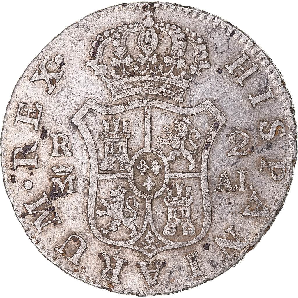 Moneta, Hiszpania, Charles IV, 2 Reales, 1808, Madrid, EF(40-45), Srebro