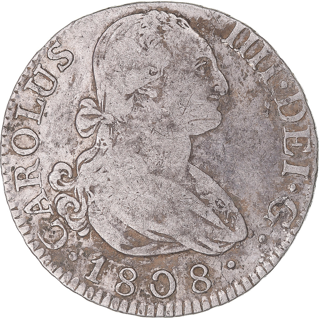 Monnaie, Espagne, Charles IV, 2 Reales, 1808, Madrid, TTB, Argent, KM:430.1