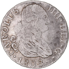 Moeda, Espanha, Charles IV, 2 Reales, 1808, Madrid, EF(40-45), Prata, KM:430.1