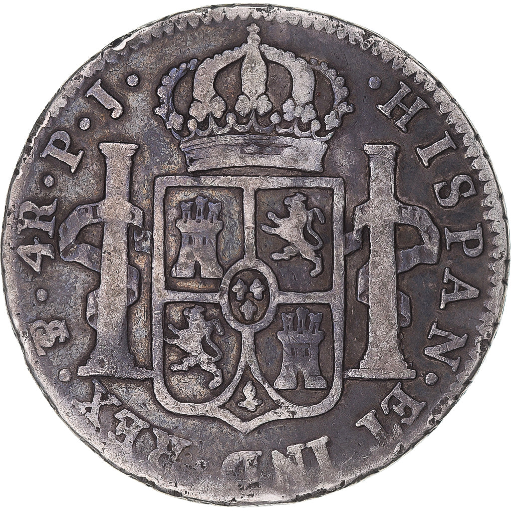 Coin, Bolivia, Charles IV, 4 Réales, 1808, Potosi, VF(30-35), Silver