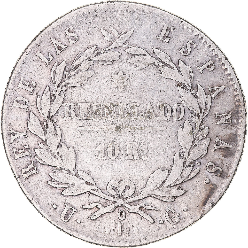 Moneda, España, Ferdinand VII, 10 Reales, 1821, Bilbao, BC+, Plata, KM:560.1