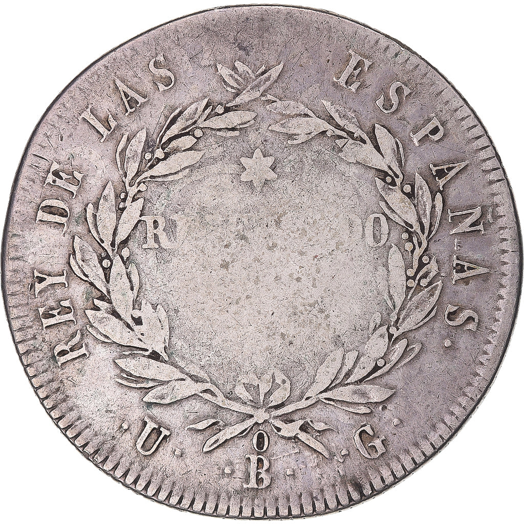 Moneta, Hiszpania, Ferdinand VII, 10 Reales, 1821, Bilbao, VF(20-25), Srebro