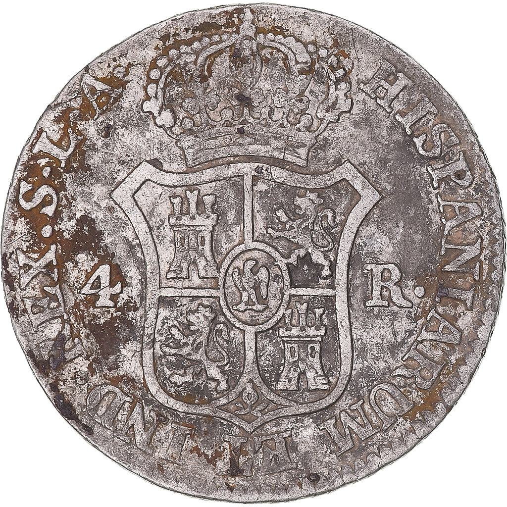 Moneta, Hiszpania, Joseph Napolean, 4 Réales, 1810, Madrid, VF(30-35), Srebro