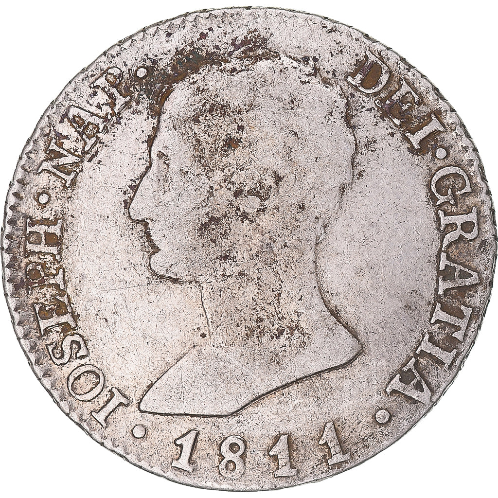 Moneta, Hiszpania, Joseph Napolean, 4 Réales, 1811, Madrid, VF(30-35), Srebro