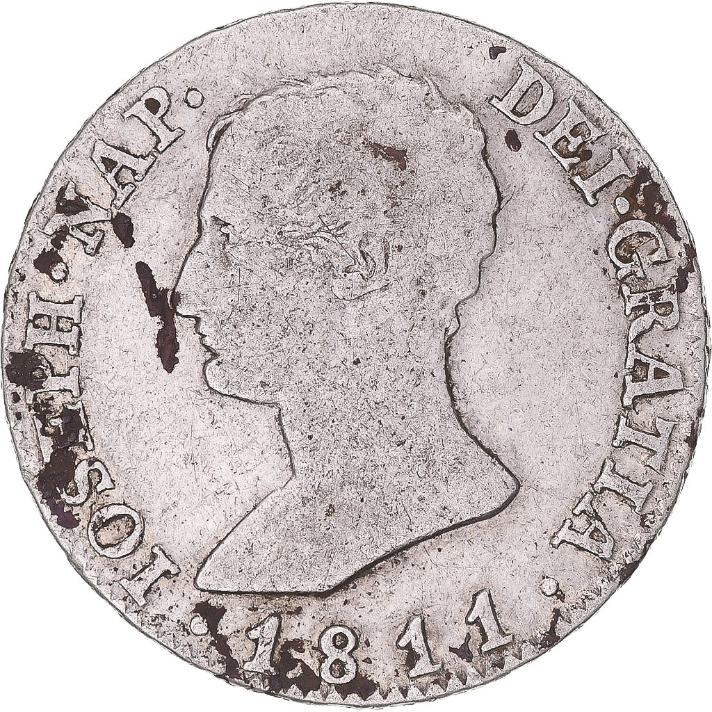 Moeda, Espanha, Joseph Napolean, 4 Réales, 1811, Madrid, VF(30-35), Prata