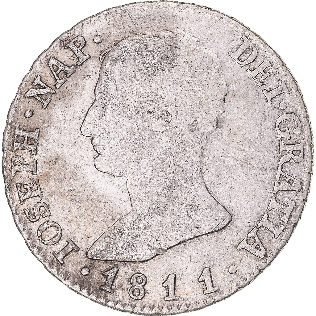 Moneta, Hiszpania, Joseph Napolean, 4 Réales, 1811, Madrid, VF(30-35), Srebro