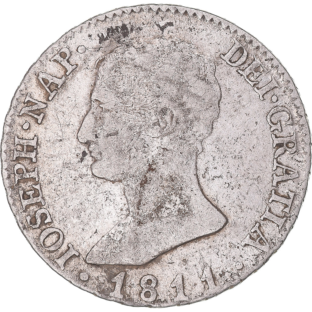 Moneta, Hiszpania, Joseph Napolean, 4 Réales, 1811, Madrid, VF(30-35), Srebro