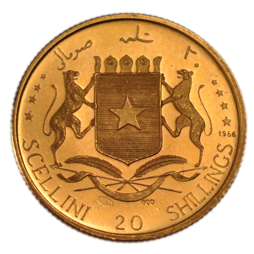 Somalia, 20 Schillings, 1965, Arezzo, KM #10, MS(65-70), Gold, 2.80