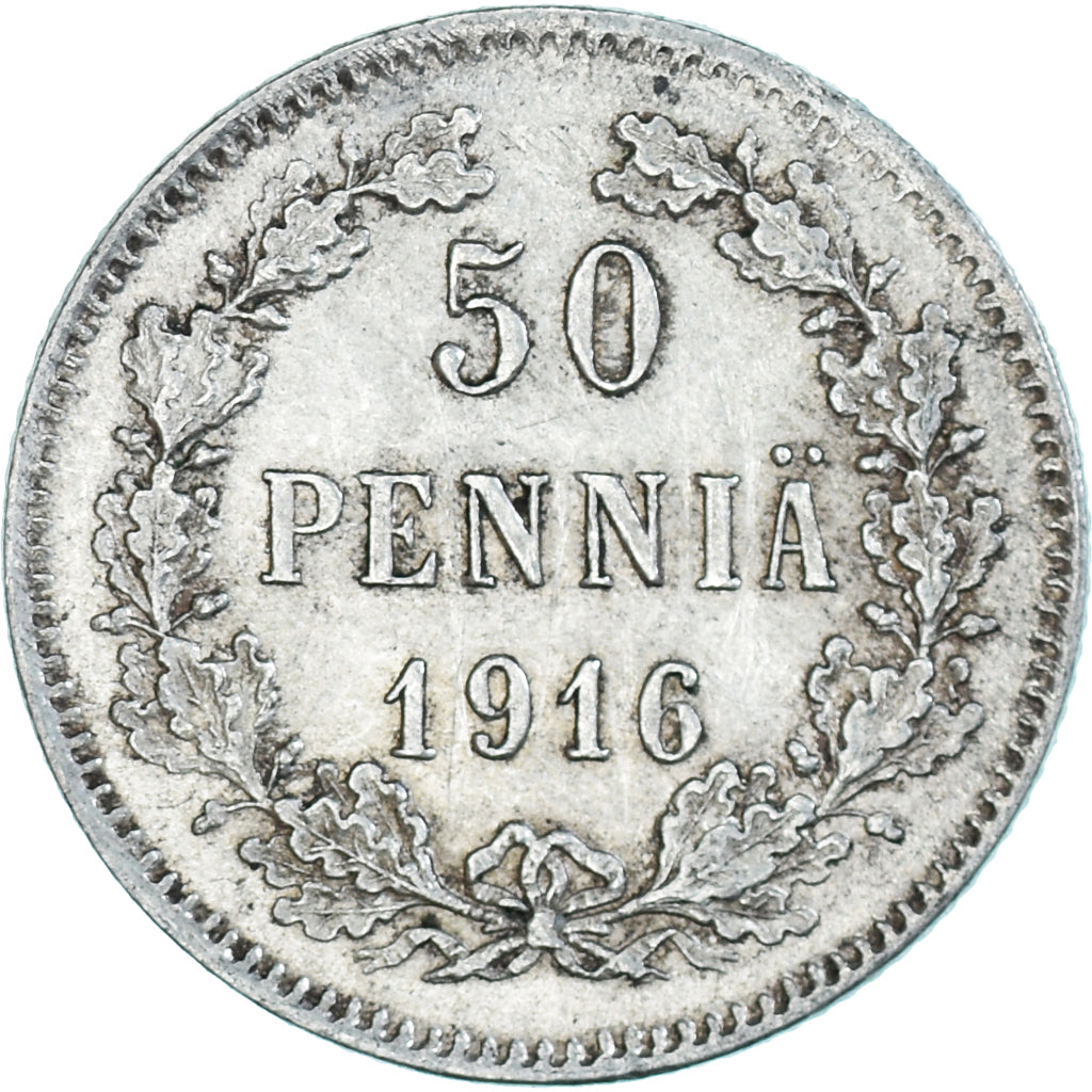 Coin, Finland, Nicholas II, 50 Penniä, 1916, Helsinki, AU(55-58), Silver