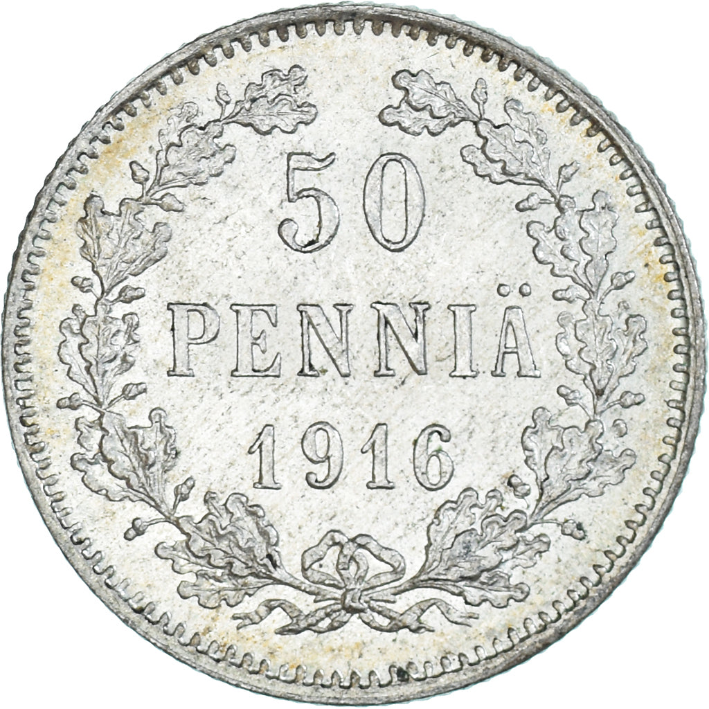 Coin, Finland, Nicholas II, 50 Penniä, 1916, Helsinki, AU(55-58), Silver