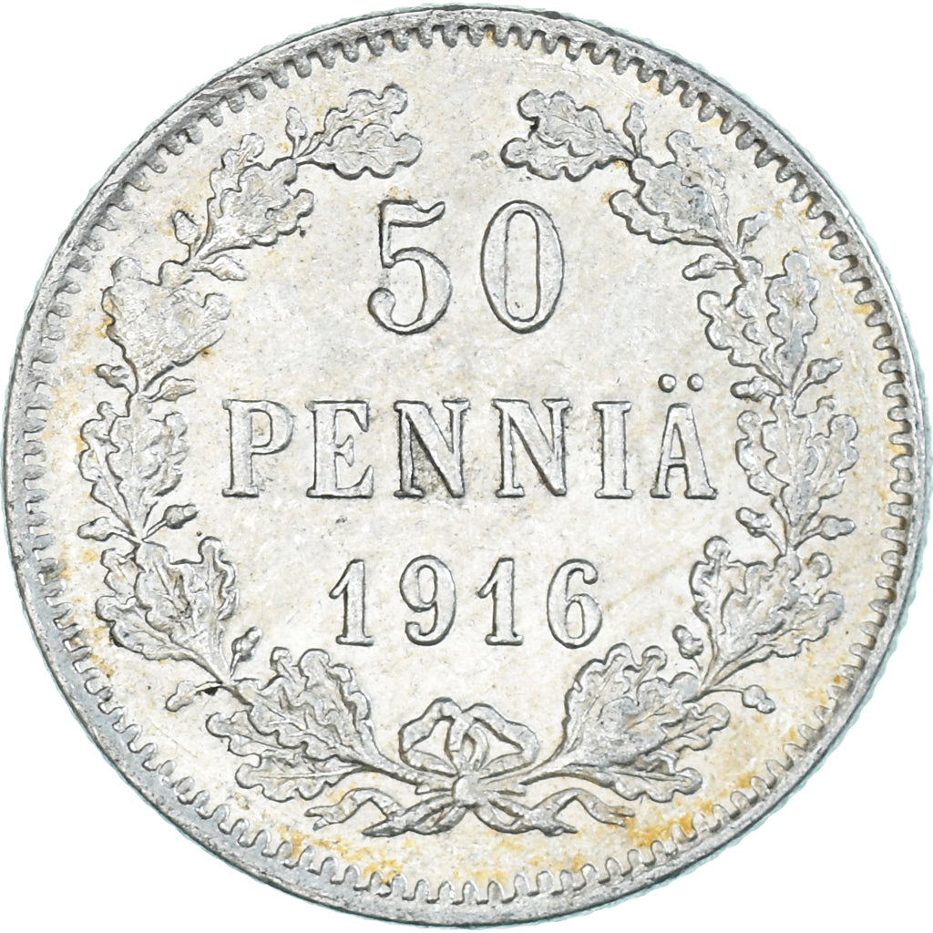Moneta, Finlandia, Nicholas II, 50 Penniä, 1916, Helsinki, SPL-, Argento