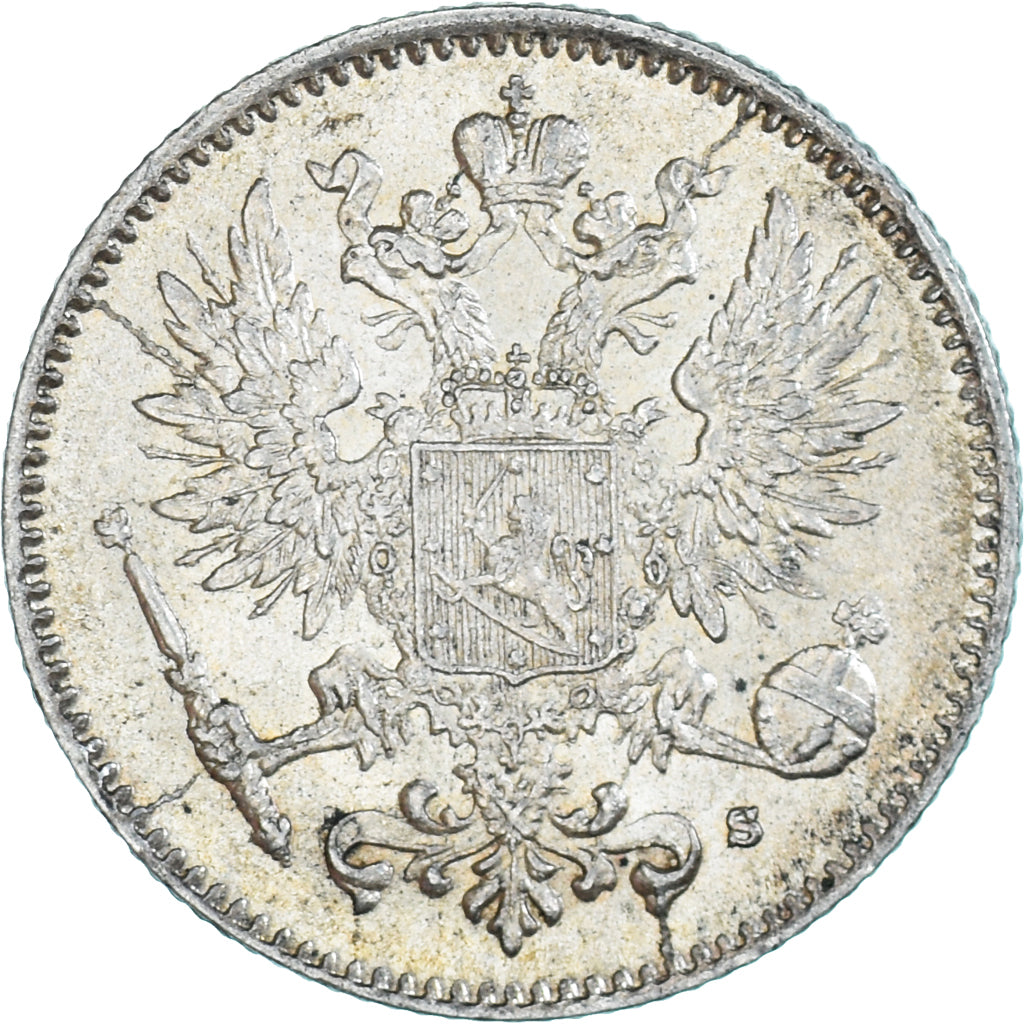 Moeda, Finlândia, Nicholas II, 50 Penniä, 1916, Helsinki, AU(55-58), Prata