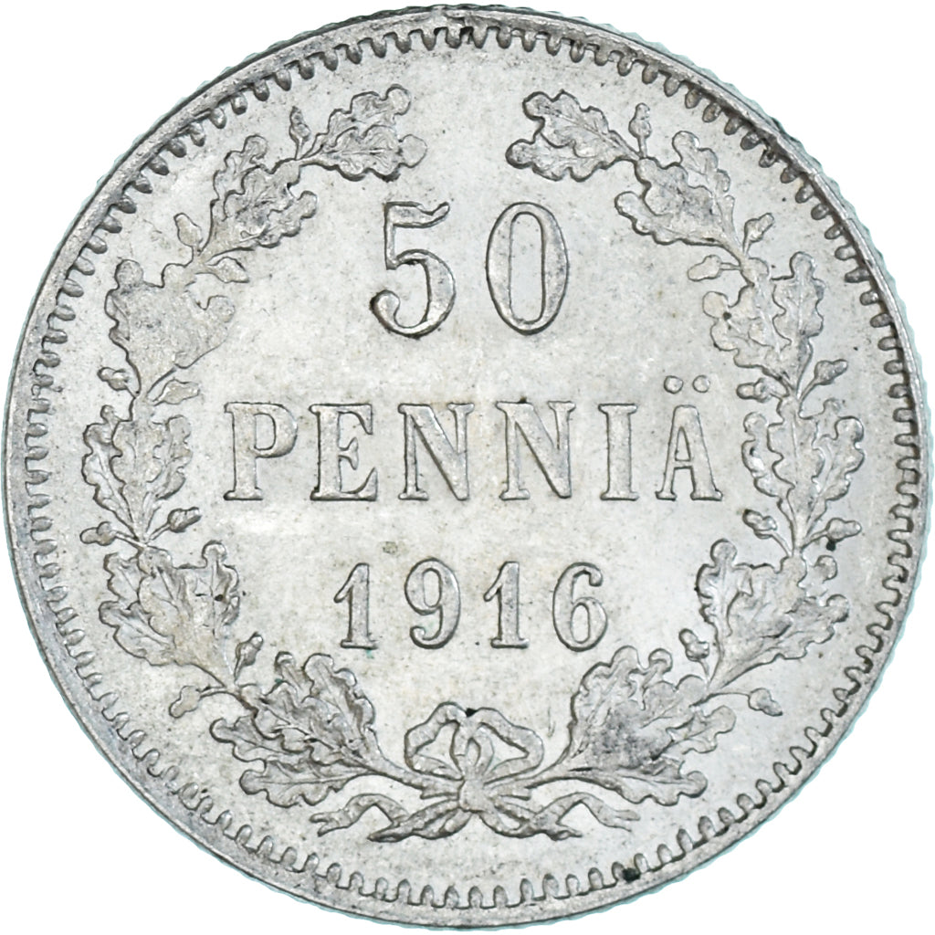 Coin, Finland, Nicholas II, 50 Penniä, 1916, Helsinki, AU(55-58), Silver