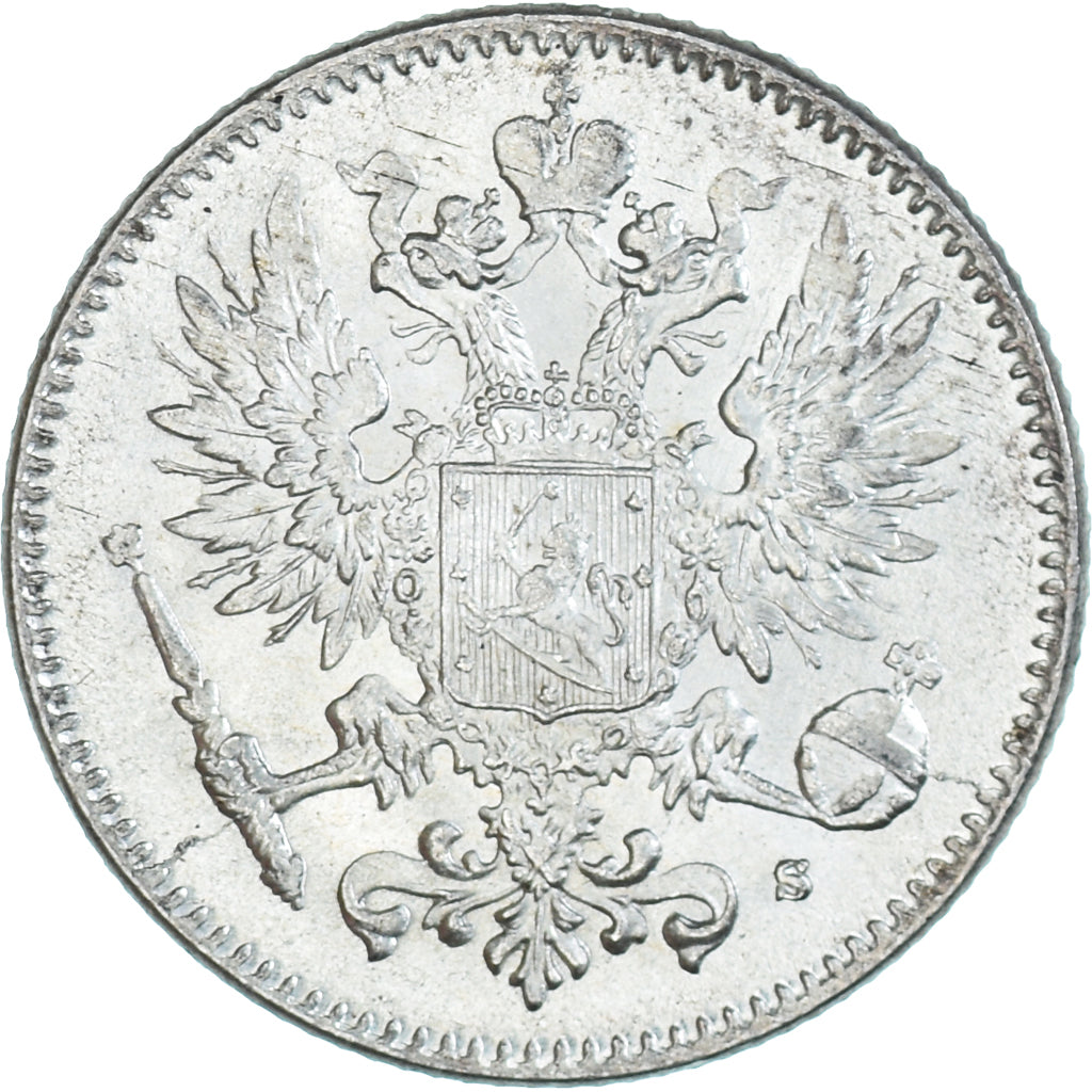 Moeda, Finlândia, Nicholas II, 50 Penniä, 1916, Helsinki, AU(55-58), Prata