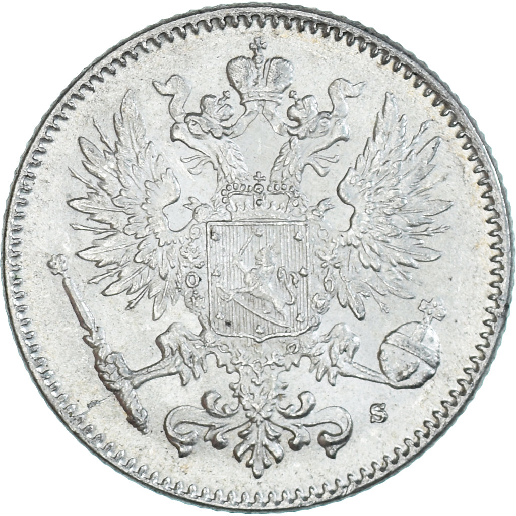 Moneda, Finlandia, Nicholas II, 50 Penniä, 1916, Helsinki, EBC, Plata, KM:2.2