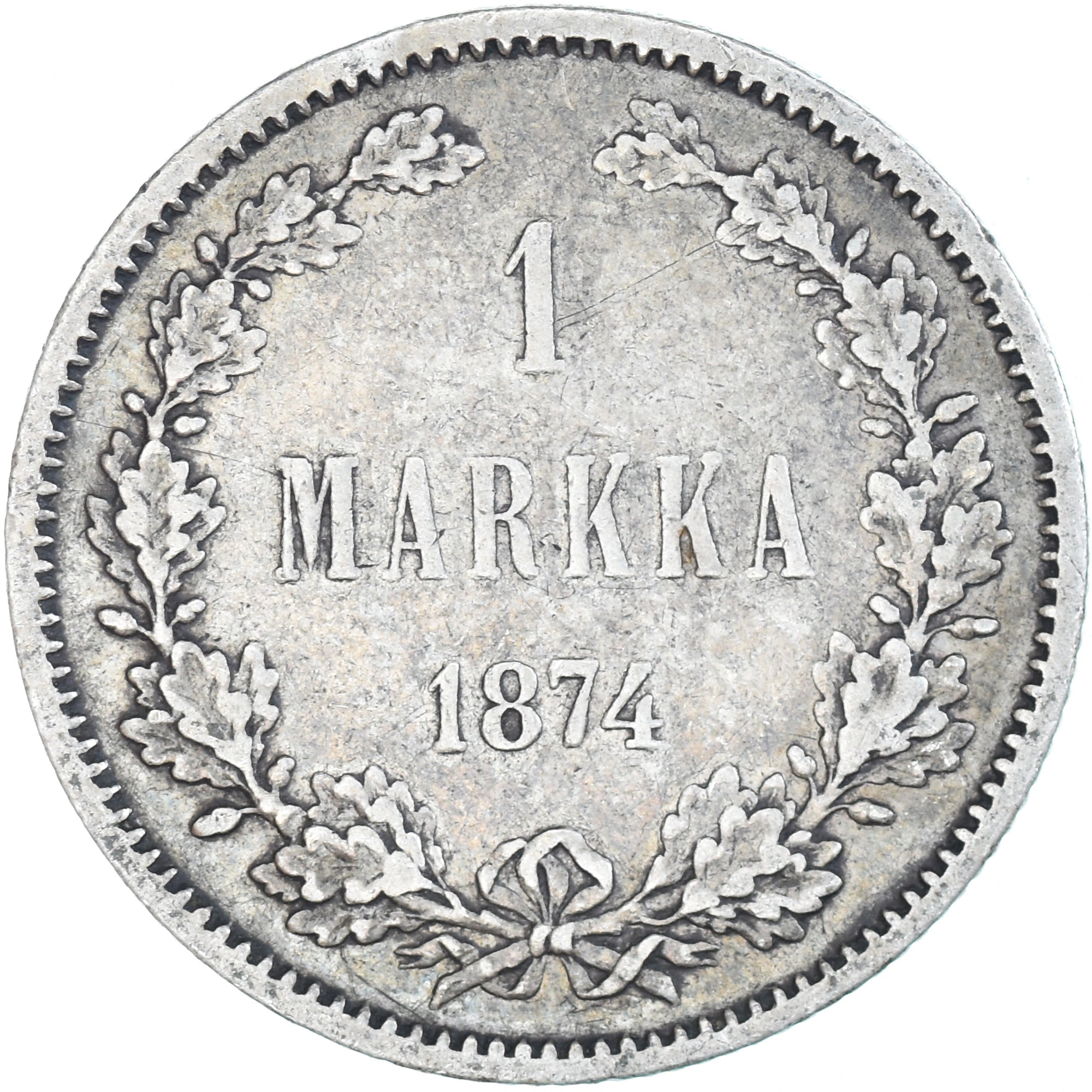 Moeda, Finlândia, Alexander II, Markka, 1874, Helsinki, EF(40-45), Prata