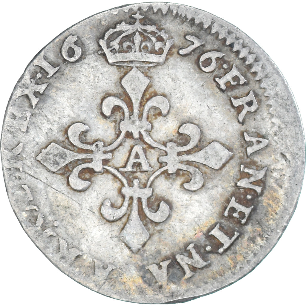 Moneda, Francia, Louis XIV, 4 Sols des Traitants, 1676, Paris, BC+, Plata