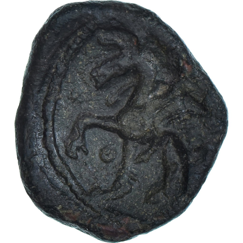 Moneta, Ambiani, Bronze au taureau, 60-40 BC, VF(30-35), Brązowy, Latour:8456