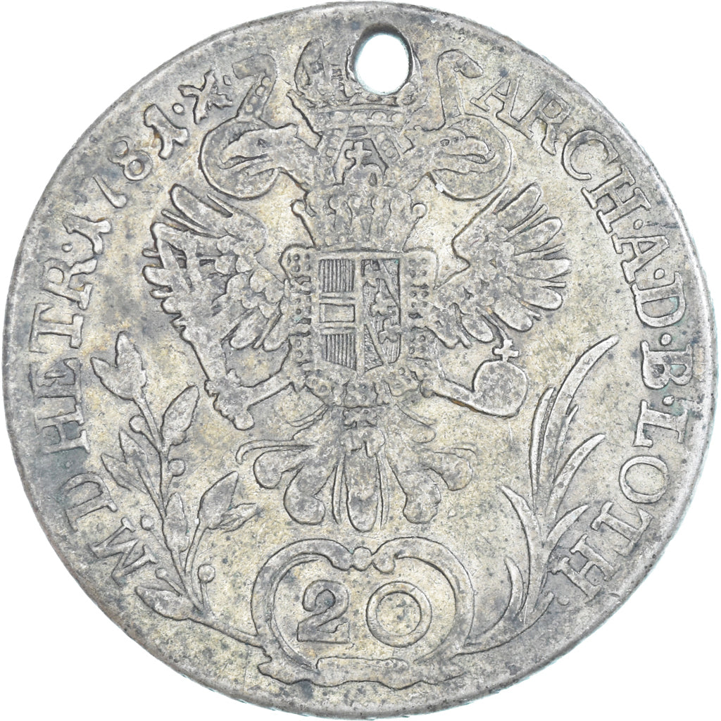 Moneta, Austria, Joseph II, 20 Kreuzer, 1781, Kremnitz, MB+, Argento, KM:2068.2