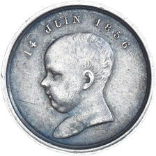France, Médaille, Baptème de Napoléon Eugène Louis, 1856, SUP, Argent