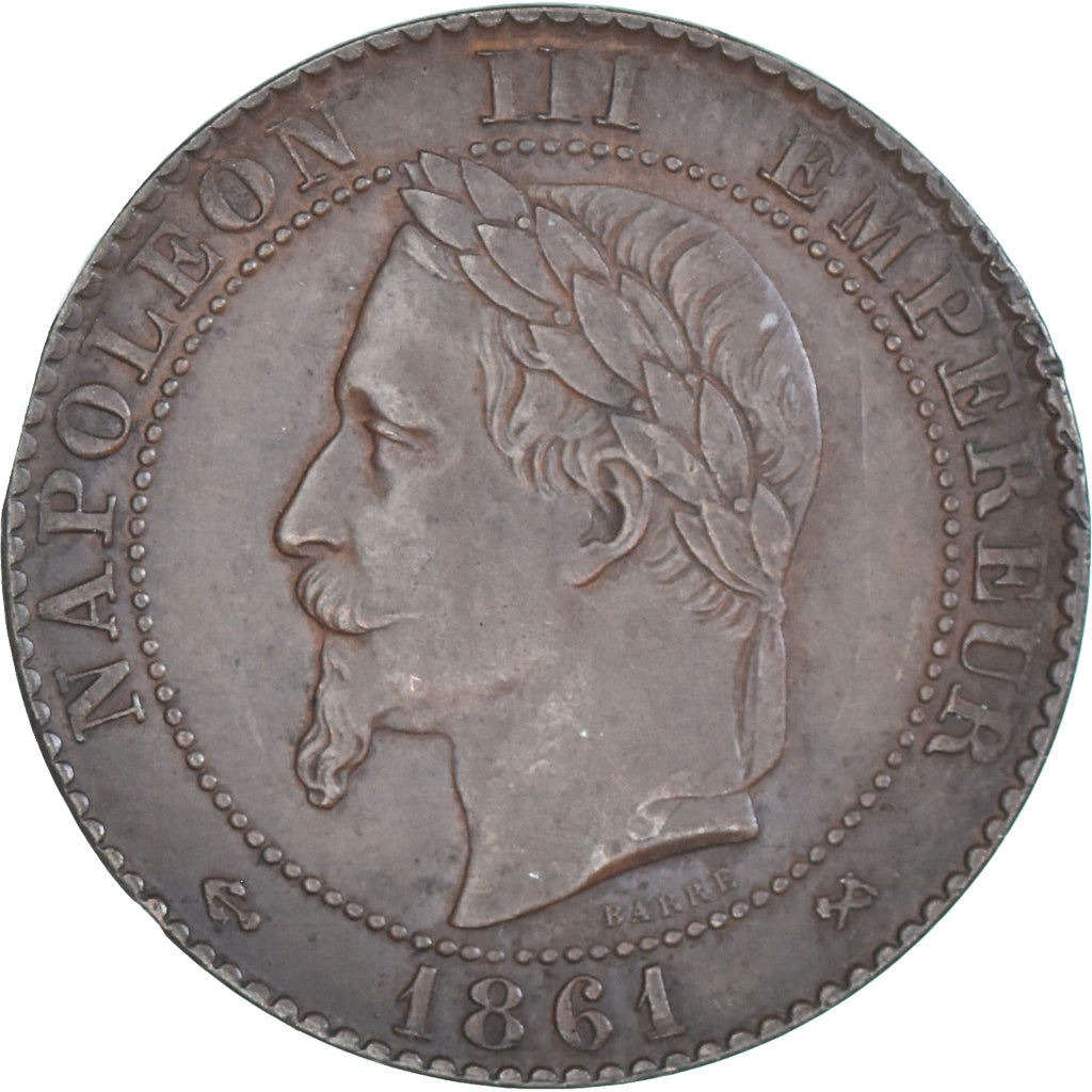 Coin, France, Napoleon III, 2 Centimes, 1861, Bordeaux, EF(40-45), Bronze