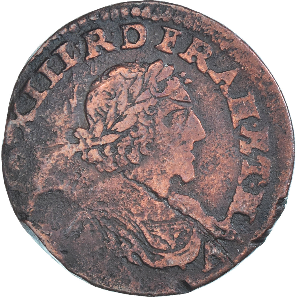 Munten, Frankrijk, Louis XIII, Double Tournois, Uncertain date, FR, Koper