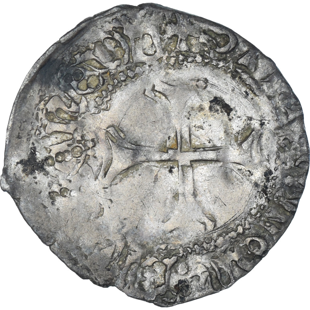 Moneda, Francia, Charles VIII, Liard au dauphin, 1483-1498, BC+, Vellón