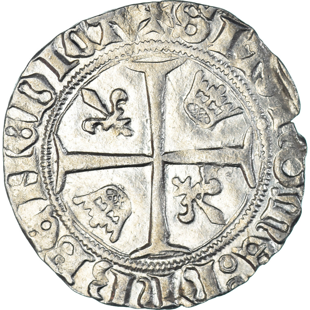 Munten, Frankrijk, Charles VI, Blanc Guénar, 1380-1422, Montpellier, 2nd