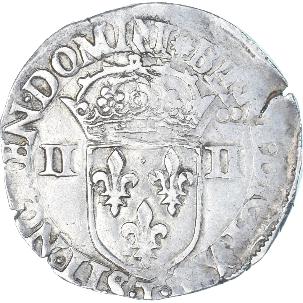 Moneta, Francia, Henri III, 1/4 Ecu, 1582, Nantes, MB+, Argento, Gadoury:494