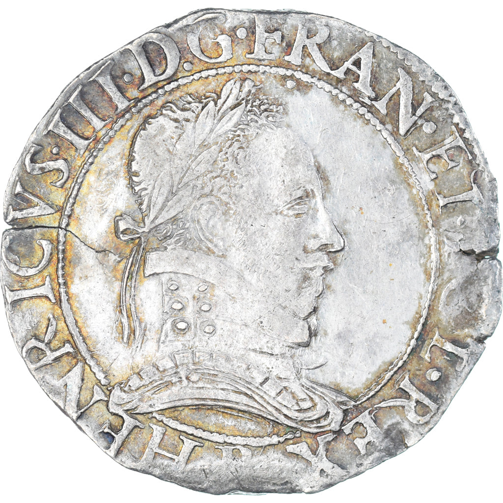 Monnaie, France, Henri III, Franc au Col Plat, 1576, Rouen, TTB, Argent