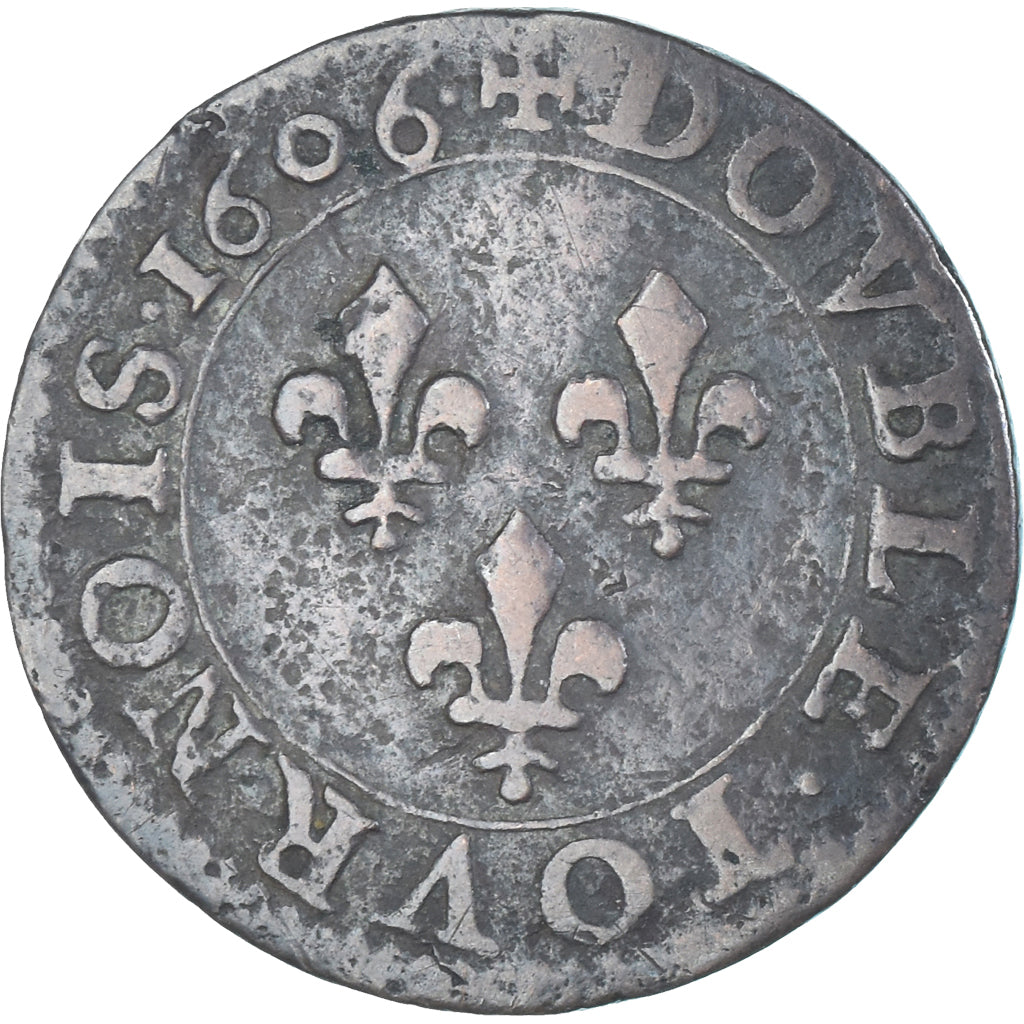 Moneta, Francja, Henri IV, Double Tournois, 1606, Paris, VF(30-35), Miedź