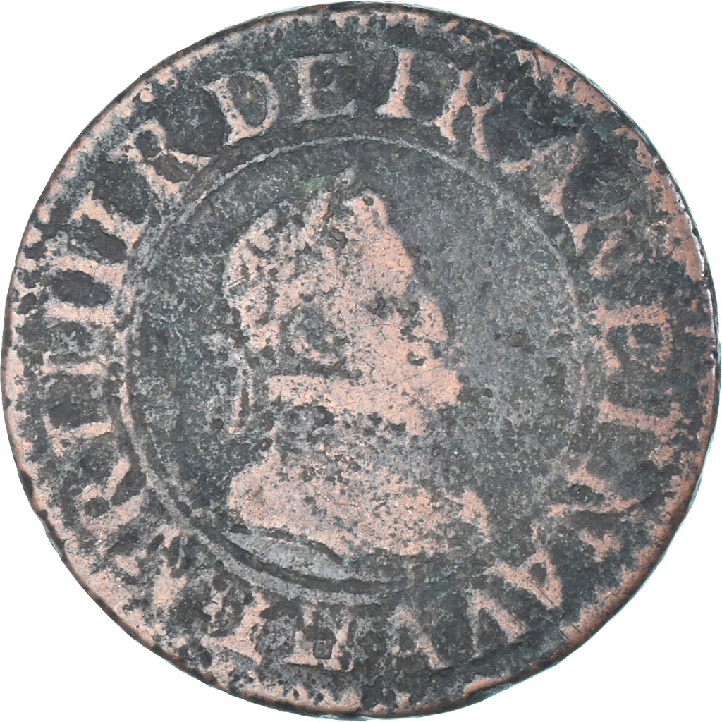 Moneta, Francja, Henri IV, Double Tournois, 1604, Paris, VF(30-35), Miedź