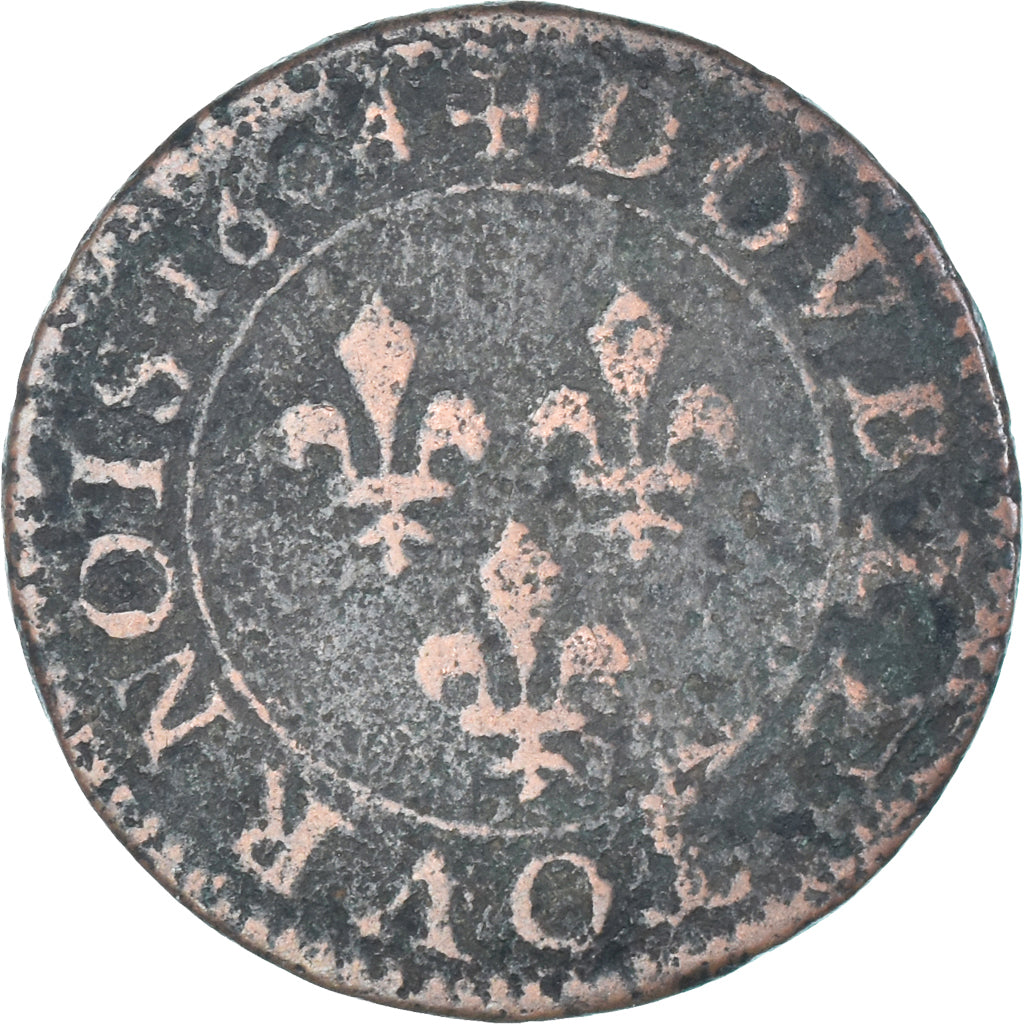 Moneta, Francja, Henri IV, Double Tournois, 1604, Paris, VF(30-35), Miedź