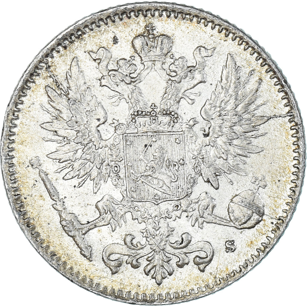 Moeda, Finlândia, Nicholas II, 50 Penniä, 1916, Helsinki, AU(55-58), Prata
